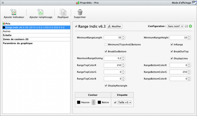 Range Configuration Screen Range Indicator